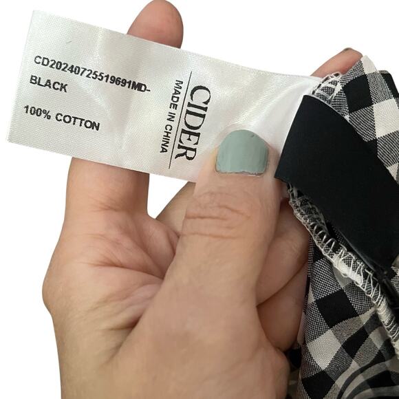 Cider Gingham Milkmaid Mini Dress Large Puff Sleeve Bow Coquette Cottagecore - Picture 6 of 10